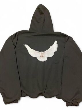 Yeezy Black Hoodie with White Wing Back Graphic